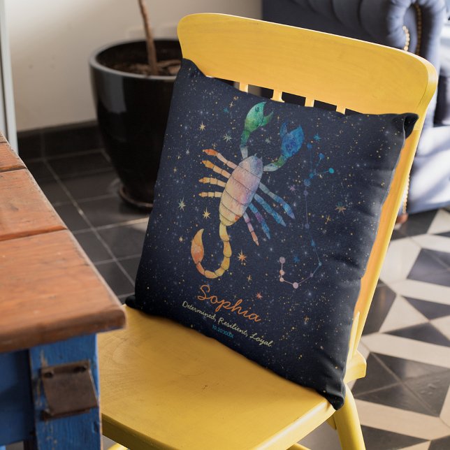 Scorpio Constellation Zodiac Aquarellgalaxie Kissen (Von Creator hochgeladen)