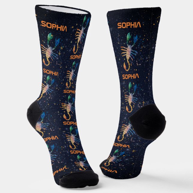 Scorpio Constellation Zodiac Aquarellgalaxie Socken (Gewinkelt)