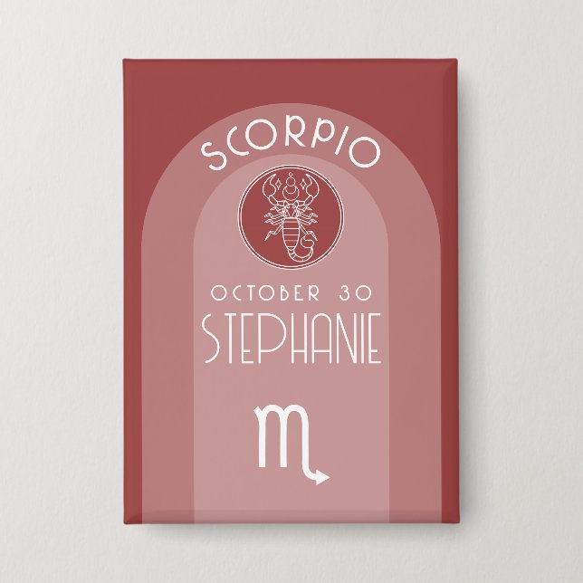 Scorpio Custom Birthday - Zodiac - Modernes Design Button (Vorderseite)