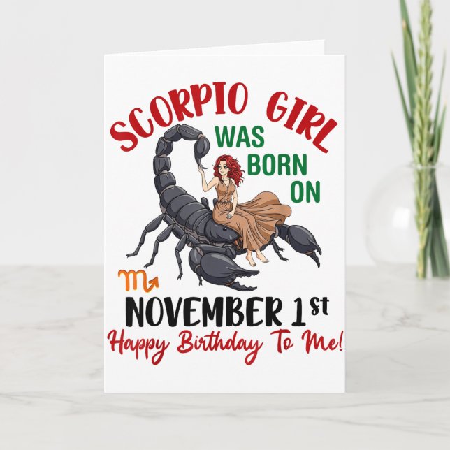 Scorpio Girl Was Born On November 1st Happy Birthd Karte (Vorderseite)