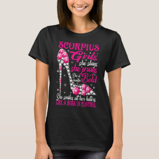 Scorpio Girl wie ein Boss in der Kontrolle Diamant T-Shirt