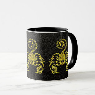 Scorpio Gold auf Leder Tasse