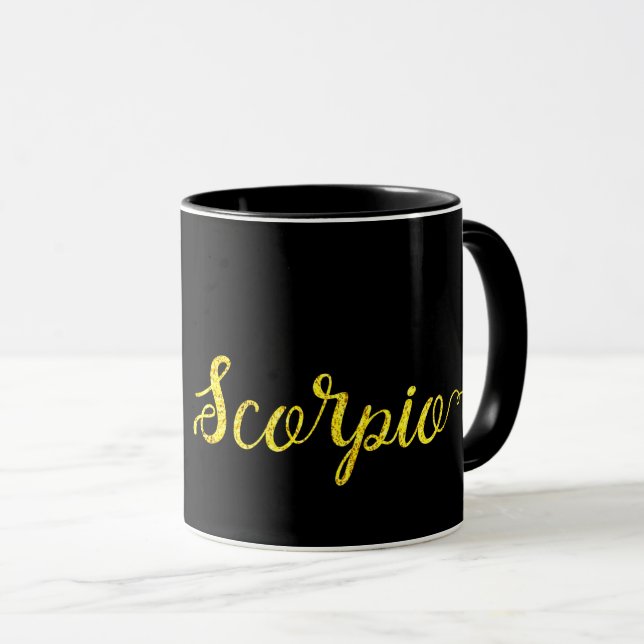 Scorpio Gold Letters Tasse (VorderseiteRechts)