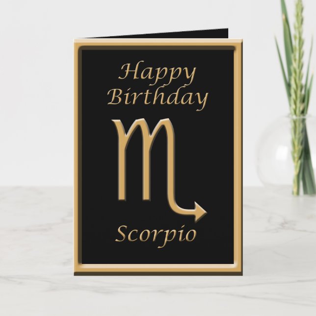 Scorpio Gold Symbol Black Birthday Grußkarte Karte (Vorderseite)