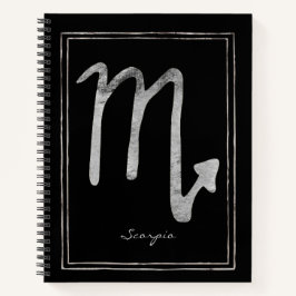 Scorpio Hammersilber stilisierte Astrologie-Symbol Notizbuch