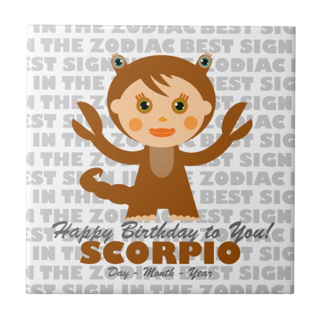 Scorpio Happy Birthday Fliese (Vorderseite)