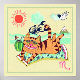 Scorpio Katze Zodiac Kinderzimmer drucken Poster