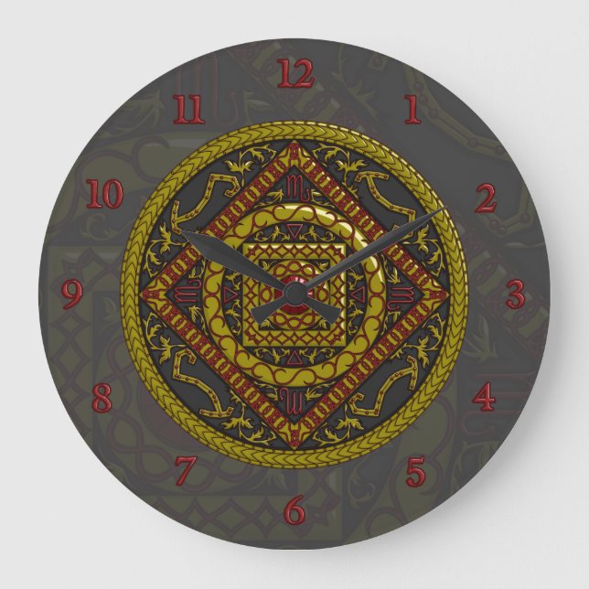 Scorpio Mandala Clock Große Wanduhr (Vorderseite)