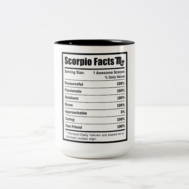 Scorpio Nutrition Fakten Zweifarbige Tasse (Mittel)