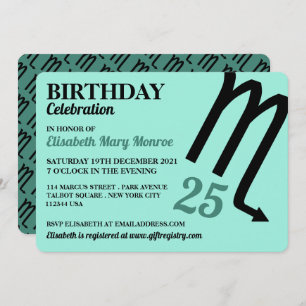 Scorpio, Scorpion, Zodiac Star Sign, Geburtstag Einladung