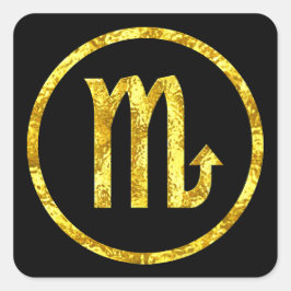 Scorpio Sign Gold Black Circle Gold Look Quadratischer Aufkleber