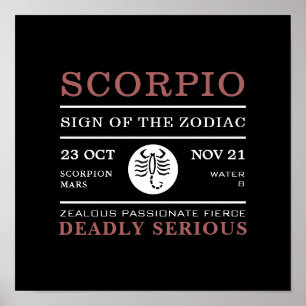 Scorpio Sign of the Zodiac, Astrological Poster