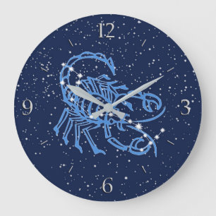 Scorpio-Sternbild und Zodiaka-Zeichen mit Sternen Große Wanduhr