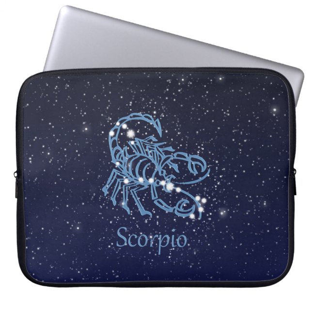 Scorpio-Sternbild und Zodiaka-Zeichen mit Sternen Laptopschutzhülle (Vorderseite)