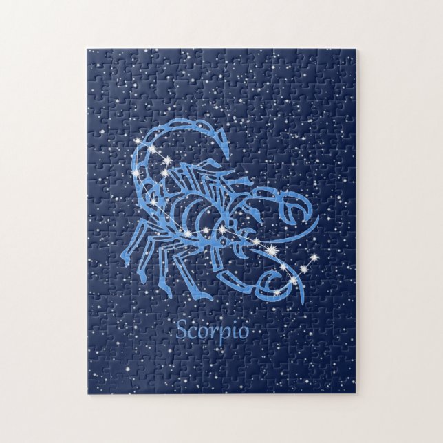 Scorpio-Sternbild und Zodiaka-Zeichen mit Sternen Puzzle (Vertikal)