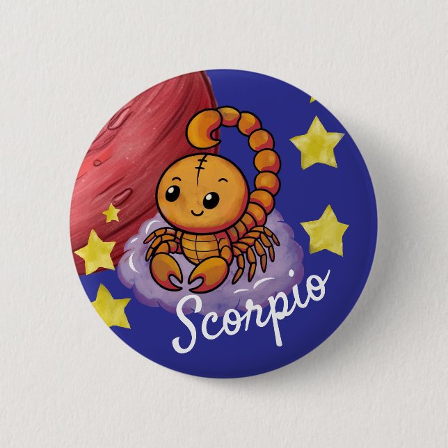 Scorpio Sternzeichen Scorion zodiac Star Button (Vorderseite)