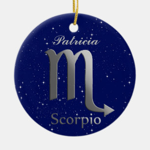 Scorpio Sun Zeichen mit Name Keramik Ornament