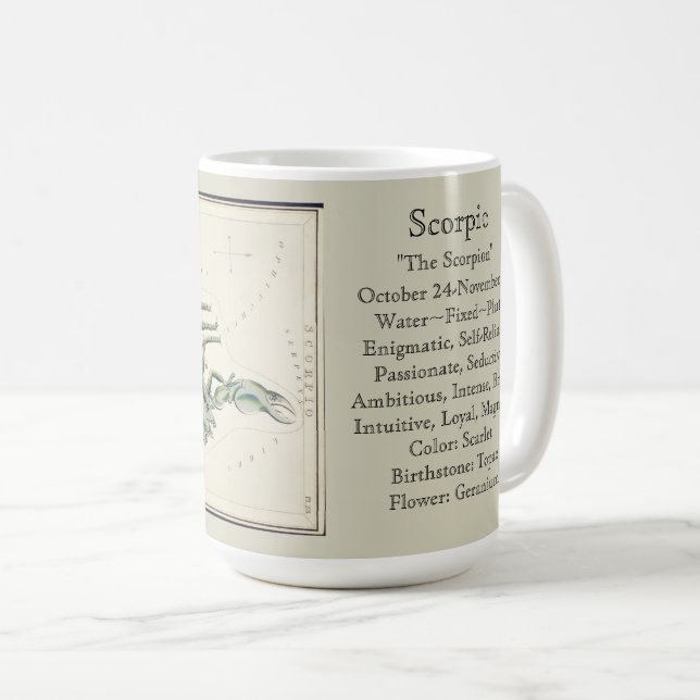 Scorpio Zodiac Antique Astronomisches Diagramm Kaffeetasse (VorderseiteRechts)