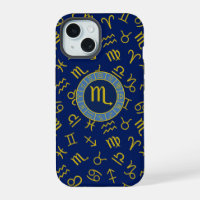 Scorpio Zodiac+Astrologie Symbole Muster Gld+Blues
