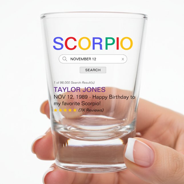 Scorpio Zodiac Astrology Website Search Result Schnapsglas (Scorpio Zodiac Sign Website Search Engine Result Shot Glass)