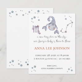 Scorpio Zodiac Birth Announcement Feiertagskarte