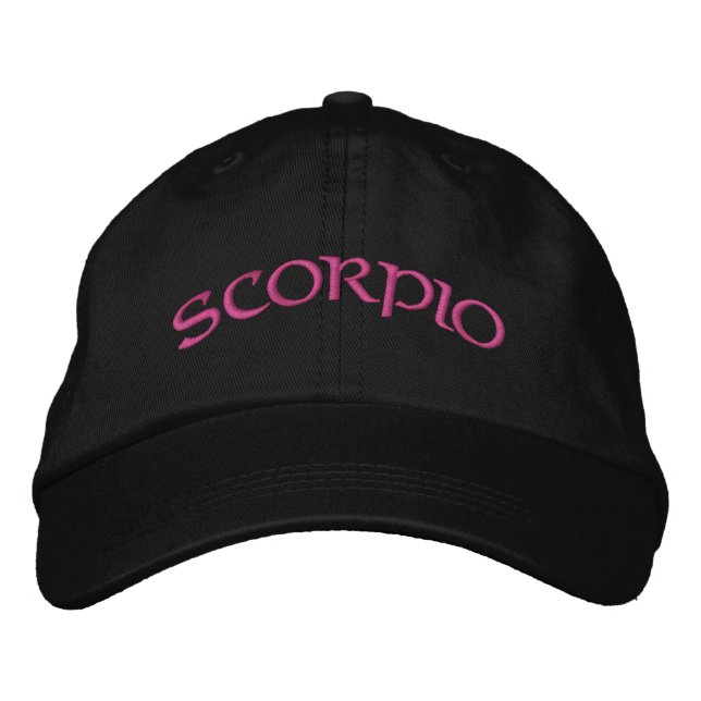 Scorpio Zodiac Black/Magenta Cap Bestickte Baseballkappe (Vorderseite)