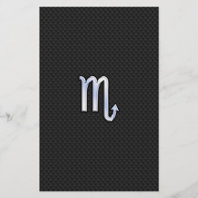 Scorpio Zodiac Chrome Wie Symbol Black Snake Deko Briefpapier (Vorderseite)