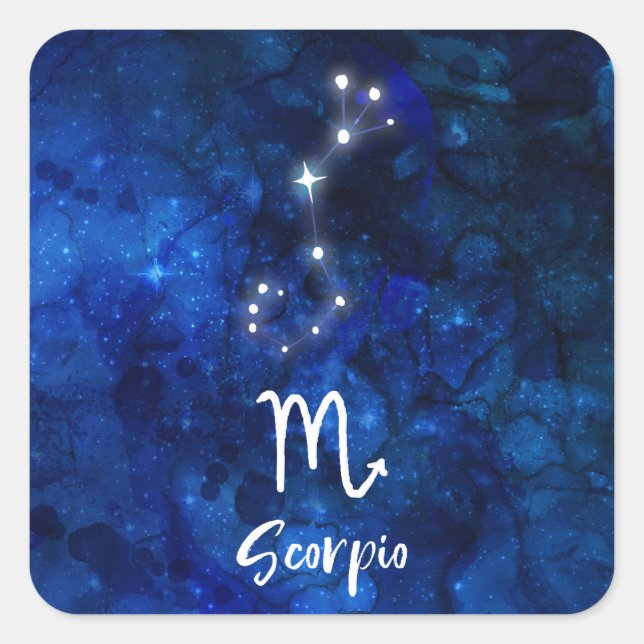 Scorpio Zodiac Constellation Blue Galaxy Celestial Quadratischer Aufkleber (Vorderseite)
