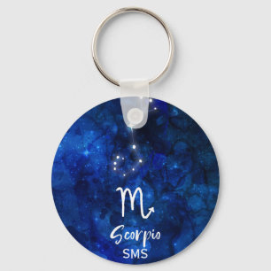 Scorpio Zodiac Constellation Blue Galaxy Monogram Schlüsselanhänger