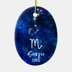 Scorpio Zodiac Constellation Blue Galaxy Monogramm Keramik Ornament