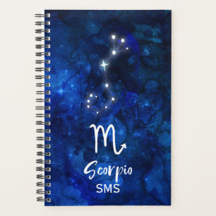 Scorpio Zodiac Constellation Blue Galaxy Monogramm Planer