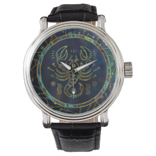 Scorpio Zodiac Gold Abalone Armbanduhr