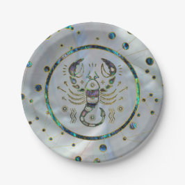 Scorpio Zodiac Gold Abalone Pappteller