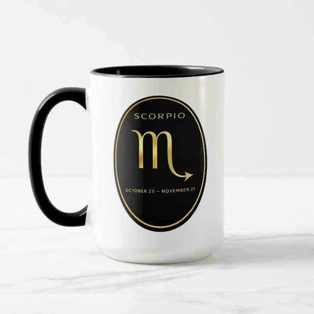 Scorpio Zodiac Gold Oval Emblem Mug | Luxury Astro Tasse (Links)
