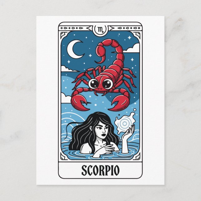 Scorpio Zodiac Illustration Tarot Style Postkarte (Vorderseite)