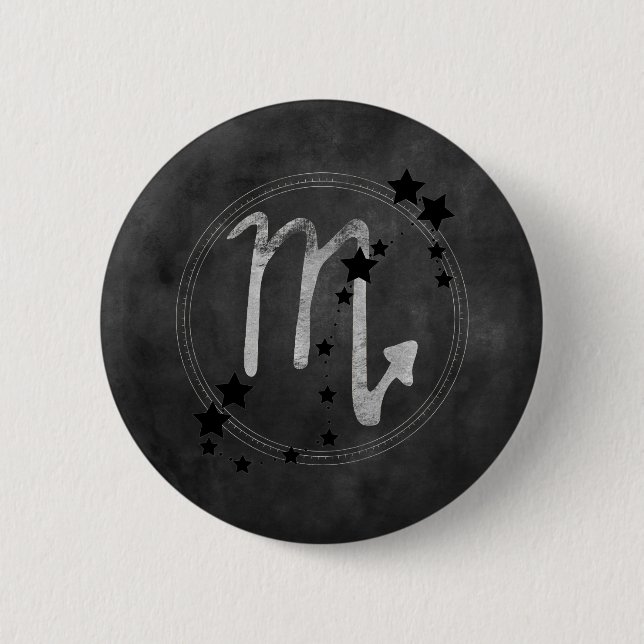 Scorpio zodiac Konstellation schwarz & silber Button (Vorderseite)