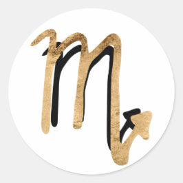 Scorpio zodiac Konstellation schwarzes Gold Symbol Runder Aufkleber