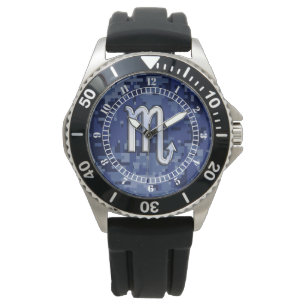 Scorpio Zodiac Navy Blue Camouflage Dial Deco Armbanduhr