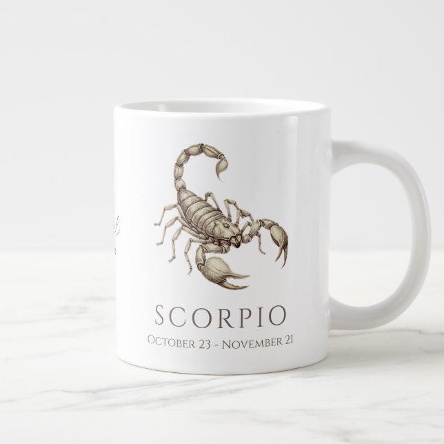 Scorpio Zodiac Personalized Name & Birth Date Jumbo-Tasse (Rechts)