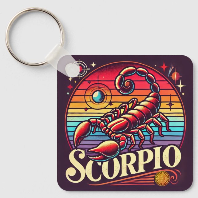 Scorpio Zodiac Schlüsselanhänger Vintages Design (Vorderseite)