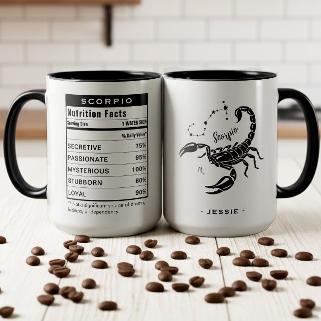 Scorpio Zodiac Sign Astrology Nutrition Facts Tasse (Scorpio Zodiac Sign Astrology Nutrition Facts Mug)