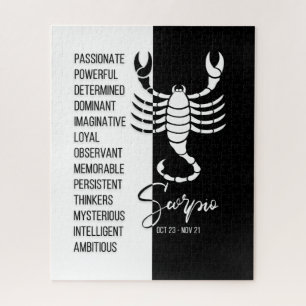 Scorpio Zodiac Sign, Black & White Jigsaw Puzzle