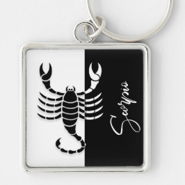 Scorpio Zodiac Sign, Black & White Keychain Schlüsselanhänger