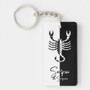 Scorpio Zodiac Sign, Black & White Keychain Schlüsselanhänger