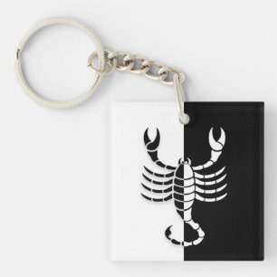 Scorpio Zodiac Sign, Black & White Keychain Schlüsselanhänger