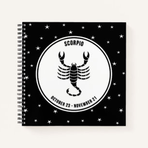 Scorpio Zodiac Sign, Black & White Notebook Notizbuch