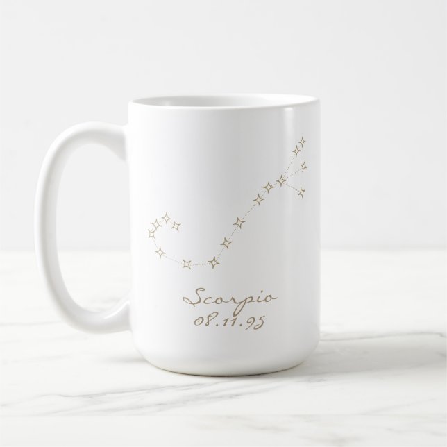 Scorpio Zodiac Sign Custom Birthday Mug Kaffeetasse (Links)