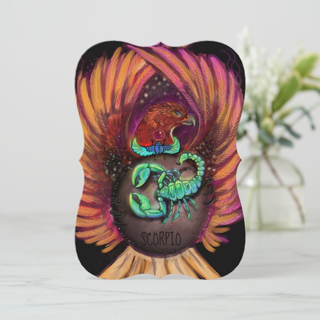 Scorpio Zodiac Sign Einladung (Stehend Vorderseite)