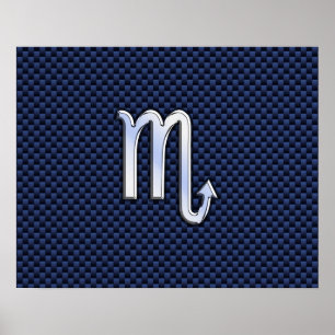 Scorpio Zodiac Sign navous blauer Kohlefaserprint Poster