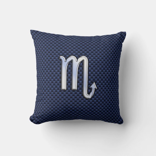 Scorpio Zodiac Sign navy blaue Kohlefaser Dekorati Kissen (Vorderseite)